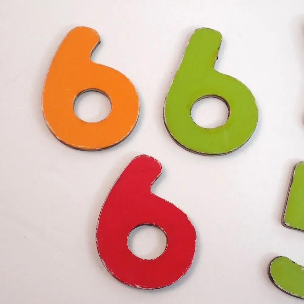 Wooden Alphabet Letters & Numbers Lot of 67 With Duplicates (Heavy Wear)